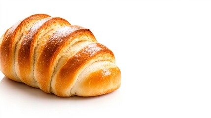 Freshly Baked Bread Loaf with Crusty Texture on White Background. Generative AI