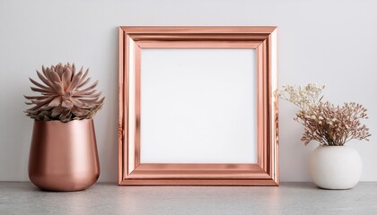 Elegant Rose Gold Frame Against a Crisp White Background, Showcasing Timeless Chic and Modern Aesthetics.