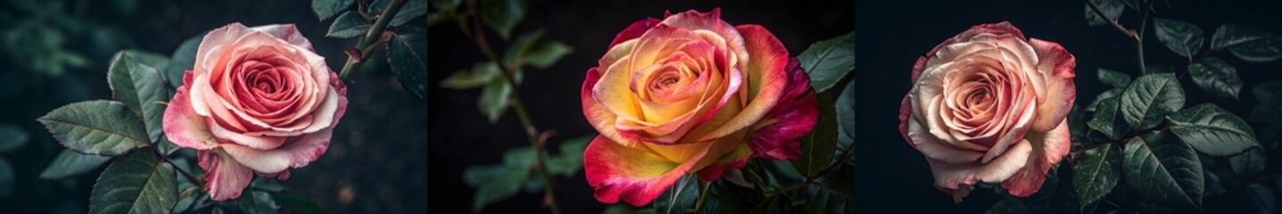Beautiful pink roses with soft gradients and lush green leaves.