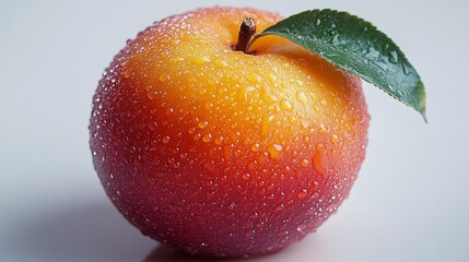 Fresh and vibrant peach with droplets of water on isolated background. Generative AI