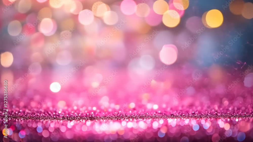 Poster colorful bokeh lights create a dazzling backdrop with sparkling glitter in a vibrant display at a fe