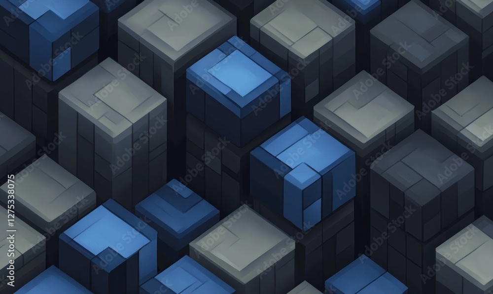 Poster abstract isometric cubes pattern background.