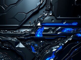 Fototapeta premium abstract dark background metallic based with blue glass