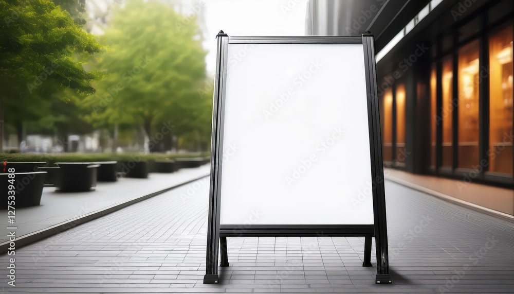 Poster realistic vector mockup of a white sandwich board with black frame a modern artwork exuding elegance
