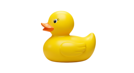 Yellow Rubber Duck on White Background for Child's Bath Toy