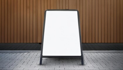 Realistic Vector Mockup of a Sandwich White Board with Black Frame Front View at Dusk, Showcasing Minimalist Artistry and Clean Lines in a Modern Setting