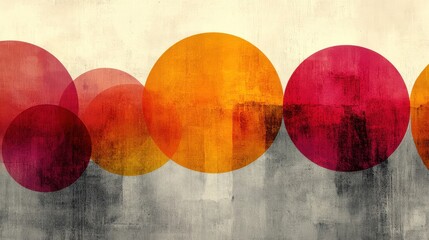 Abstract Colorful Circles on Textured Background in Vibrant Tones