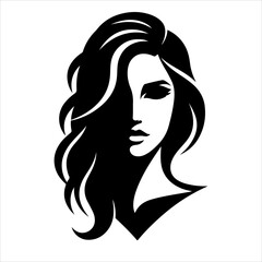 Beauty girl face vector. Woman face icon. Woman face silhouette illustration