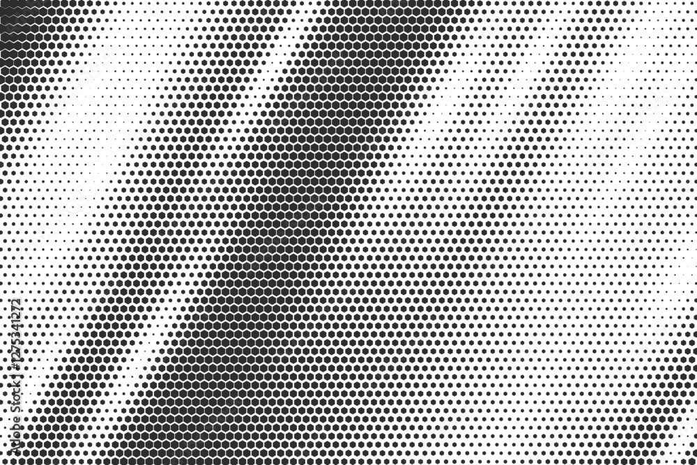 Poster halftone hexagon background. abstract honeycomb fade with subtle black and white gradient. geometric