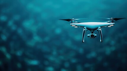 Fototapeta premium Aerial Drone Hovering Above the Water Surface in Calm Environment