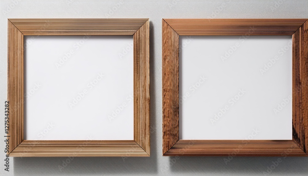 Aufkleber two wooden frames mockup elegant horizontal frames empty base for picture or text on a rustic wall, 