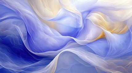 Obraz premium A dynamic blend of blue and purple waves with soft golden highlights, forming a futuristic abstract background.