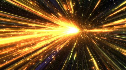 Fototapeta premium A dynamic, colorful black hole emitting radiant light flares, set against a vast cosmic star field