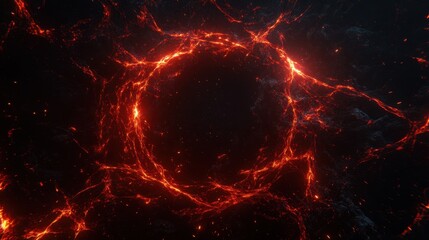 Obraz premium A luminous black hole with sparks of energy radiating through deep space, forming a mesmerizing celestial vortex.