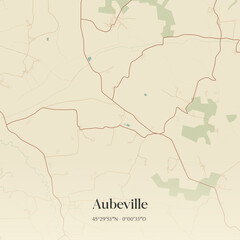 Obraz premium Vintage map of Aubeville, France.