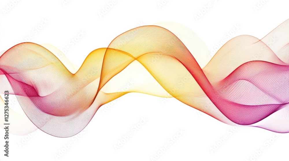 Poster a modern, high-resolution abstract image with intense yellow and red gradients blending in dynamic w