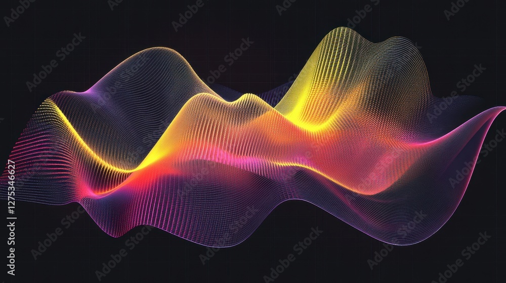 Poster a modern, high-resolution abstract image with intense yellow and red gradients blending in dynamic w