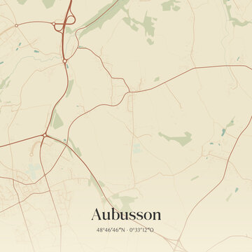 Vintage map of Aubusson, France.