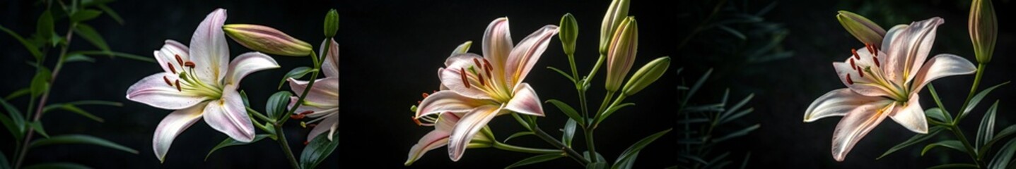 Obraz premium Close-up of a lily showcasing its beautiful petals and budding flowers.