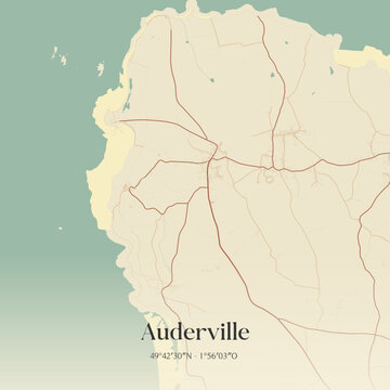 Vintage map of Auderville, France.