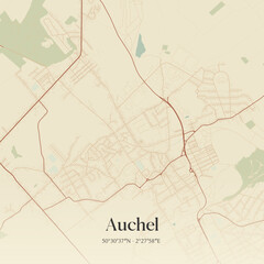 Naklejka premium Vintage map of Auchel, France.