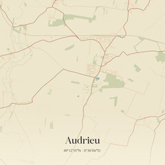 Fototapeta premium Vintage map of Audrieu, France.