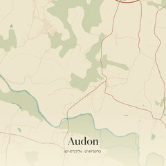 Fototapeta premium Vintage map of Audon, France.
