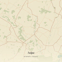 Fototapeta premium Vintage map of Aujac, France.