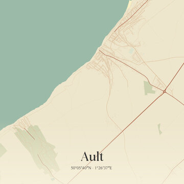 Vintage map of Ault, France.