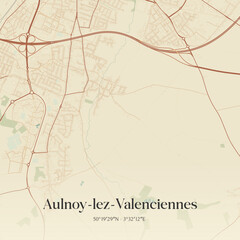 Obraz premium Vintage map of Aulnoy-lez-Valenciennes, France.