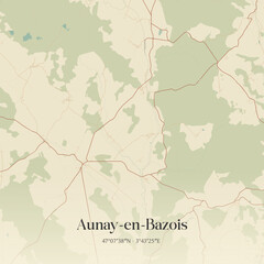 Obraz premium Vintage map of Aunay-en-Bazois, France.