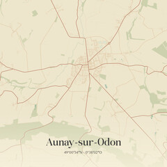 Obraz premium Vintage map of Aunay-sur-Odon, France.