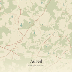 Vintage map of Aureil, France.