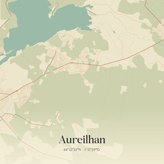 Fototapeta premium Vintage map of Aureilhan, France.