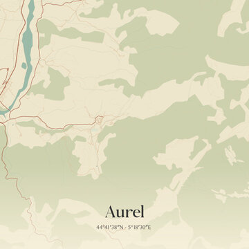 Vintage map of Aurel, France.