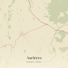 Obraz premium Vintage map of Aurières, France.