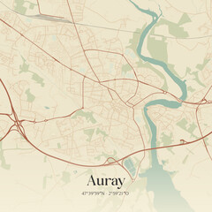 Obraz premium Vintage map of Auray, France.