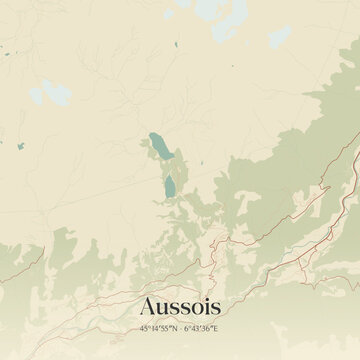 Vintage map of Aussois, France.