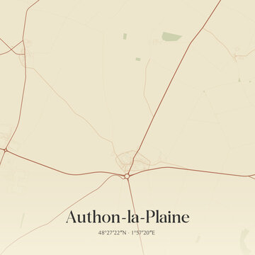 Vintage map of Authon-la-Plaine, France.