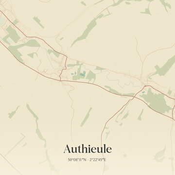 Vintage map of Authieule, France.