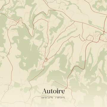 Vintage map of Autoire, France.
