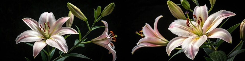 Two stunning lilies displayed together, highlighting their beauty and elegance.