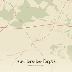 Obraz premium Vintage map of Auvillers-les-Forges, France.