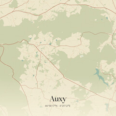 Obraz premium Vintage map of Auxy, France.