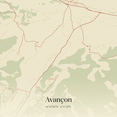 Obraz premium Vintage map of Avançon, France.