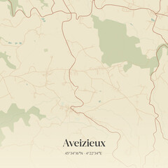 Obraz premium Vintage map of Aveizieux, France.
