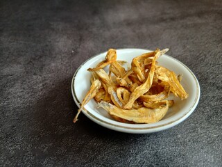 Bowl of Dried anchovies Snack