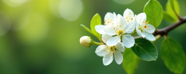Delicate white flowers on a macadamia tree branch, nature, flowers