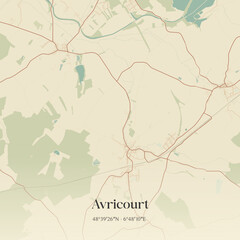Obraz premium Vintage map of Avricourt, France.