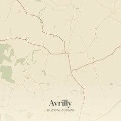 Fototapeta premium Vintage map of Avrilly, France.